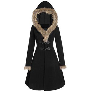 Nouveauté femmes hiver neige garder vêtements d'extérieur Double boutonnage Trench manteaux mince pardessus à capuche taille S-3XL
