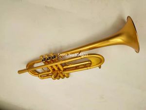 Gold Plated Brass Trumpet with Yellow Brass Bell, Professional Musical Instrument with Case