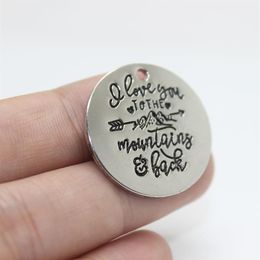 Nouveautés 10 pièces-25mm alliage miroir de haute qualité je t'aime aux montagnes et au dos pendentif à breloque pour la fabrication de bijoux bricolage 316E