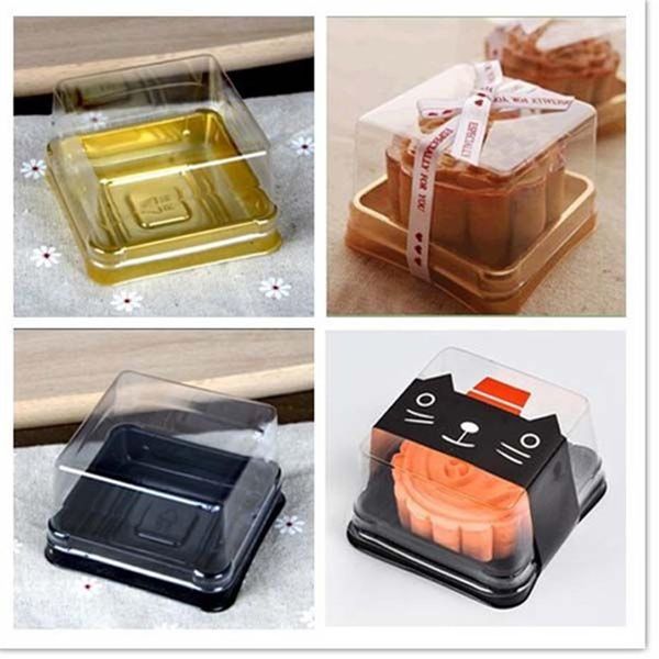 Nouvelles arrivées - 50pcs25sets 6 8 8 8 4cm Blackgold inférieur mini-taille Box à gâteau en plastique Cupcake conteneur de mariage Boîtes de faveur 2237