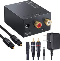Adaptador de nuevas llegadas, convertidor coaxial óptico Digital, señal analógica a señal Digital, convertidor de Audio RCA analógico con Cable de fibra