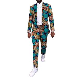 Nuevas llegadas Fiesta africana viste trajes de pantalón casuales personalizados para hombre Blazers Pantalones con parche Moda Ankara Ropa de boda masculina W12250m