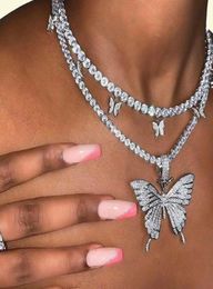 NIEUWE ARVALS Big s Designers Cubaanse mode vlinder ketting Euro -Amerikaanse diamant hanger hiphop sieraden tennischoker 5972519