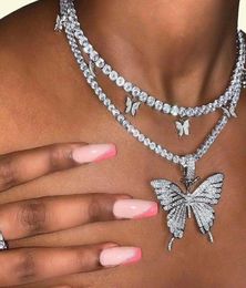 Nouveaux arrivants Big S Designers Coubain Fashion Butterfly Collier EuroAmerican Diamond Pendant Hiphop Bijoux Tennis Choker 5212121