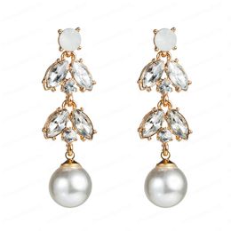 Nieuwe aankomsten Kleurrijke Acryl Kraal Statement Dangle Earring Vintage Geometrische Water Drop Leaf Big Pearl Earring voor Dame