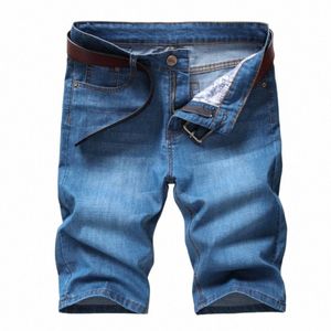Nouveautés Denim Jeans courts pour hommes mince décontracté Fi pantalons d'été élastique droit quotidien Fi pantalon 57WH #