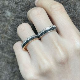NIEUWE ARVALS Hoogwaardige Dupe Brand Black Ceramic Ring voor vrouwen met diamanten mini -breedte
