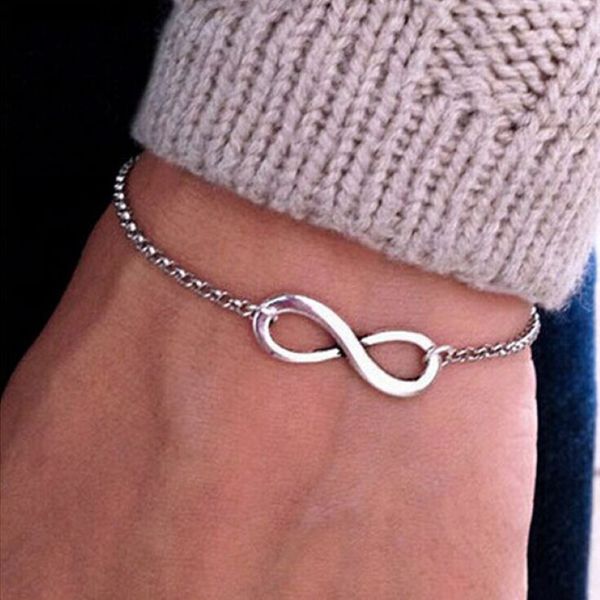 Nouveautés mode coréenne Simple métal 8 Infinity bracelets à breloques pour femmes hommes bijoux été Style Beach234S