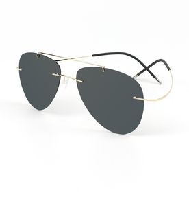 Nouveautés Dernières Mode Hommes Lunettes De Soleil Pare-Soleil Lunettes Composite Titane Sans Monture Optique Classique Ovale Or De Luxe Lunettes De Soleil Sport Cadres Polarisés