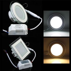 Dimbare LED Glass Panel Licht Verzonken Downlight SMD 5730 Plafondlamp 6W / 12W / 18W Cool Warm White LED-verlichting