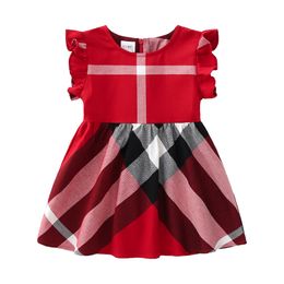 NIEUWE ARVALS Lovely Baby Girls Summer Princess Dresses Girl Short Sleeve Cotton Jurk Kids Plaid Skirts BH273