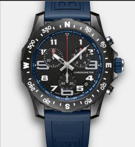 nieuwkomers Mannelijke horloge quartz stopwatch Roestvrij stalen horloges Zwarte wijzerplaat man chronograaf horloge 48mm Rubber Band 266-2