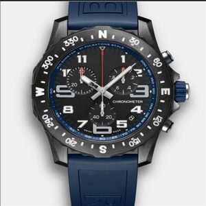 nieuwkomers Mannelijke horloge quartz stopwatch Roestvrijstalen horloges Zwarte wijzerplaat man chronograaf horloge 48mm Rubber Band 266-2209x