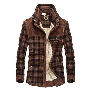 Nieuwe aankomsten Heren Casual Katoen Shirts Winter Thicken Wol Fleece Warm Shirts Plaid Corduroy Bovenkleding Mannelijk