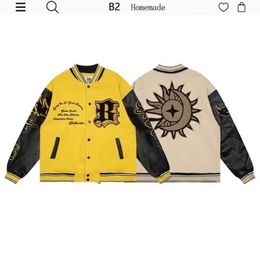 NIEUWE ARVALS Heren Designer Coat American Flame Element Letter Yellow Baseball Jacket voor mannen en vrouwen China-Chic Street Lover Jackets Lente en herfst