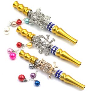 Embouts de bouche en métal pour narguilé chicha fumer en alliage d'aluminium porte-joint émoussé embout goutte à goutte Sheesha narguilé avec bijoux bling-bling