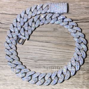 Nieuw aankomsten Moissanite Diamond Silver 925 Hip Hop Necklace Sieraden Cuabn Link Chain Men