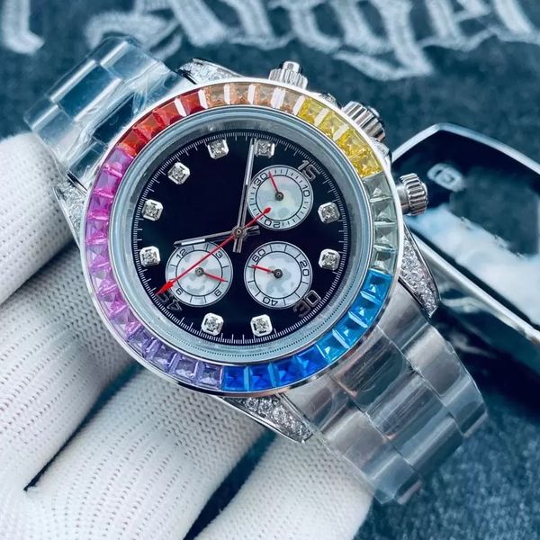 Nouvelle montre mécanique automatique pour hommes de luxe tout bracelet en acier inoxydable boucle coulissante or montre saphir super brillant