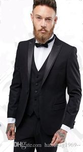 Nouveautés un bouton noir marié Tuxedos pic revers garçons d'honneur meilleur homme costumes de mariage pour hommes (veste + pantalon + gilet + cravate) D: 136