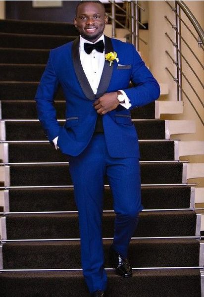 Nouveautés Un Bouton Royal Bleu Marié Tuxedos Garçons D'honneur Châle Revers Meilleur Homme Blazer Costumes De Mariage Pour Hommes (Veste + Pantalon + Cravate) D: 54