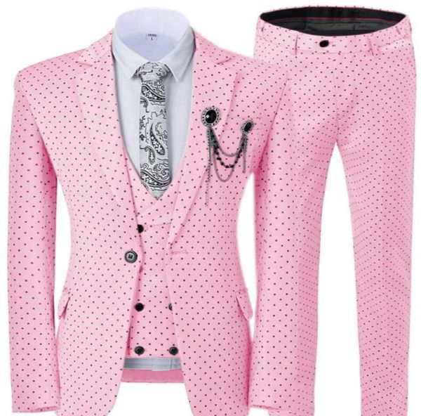 Nouveaux arrivages Rose Men Costumes Slim Fit One Button Groom Tuxedos Notch Adpel Groomsmen Sostumes 3 pièces Party Party Blazer Gest Pan9080205