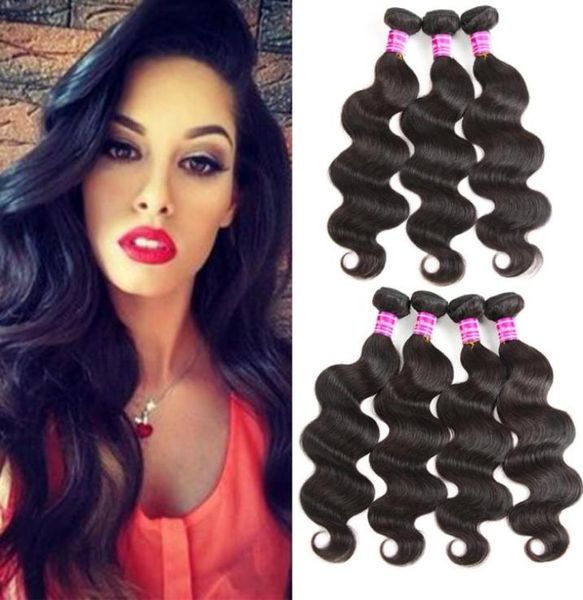 Nuevas llegadas Vendedor de cabello virgen indio crudo El cabello humano ondulado del cuerpo teje paquetes 34 Extensiones de cabello virgen brasileño sin procesar 8A43614921