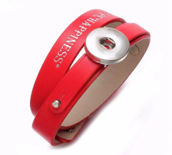 Nouveaux arrivages Red Pu Leather Diy Lucky Braceb Snap Bracelet 18 mm Snap Button Jewelry pour les bijoux SZ0479G3416941