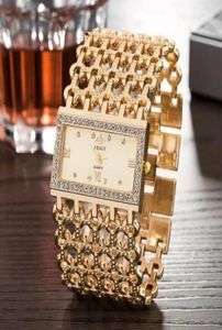 Nouveaux arrivages Time Limited Big S Women Luxury Gold Fashion Crystal Rinestone Bracelet Femmes Robe Watchs Ladies Quartz Wristw4931272