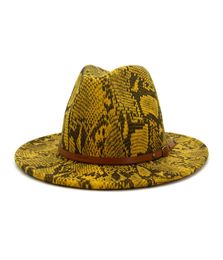 Nouveaux arrivages créateurs de mode timidés femme chapeaux de mode automne et hiver nouveau hat de laine en peau de serpent mode grand jazz 6021657