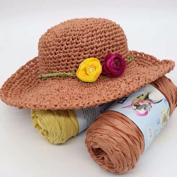 Nouvelle arrivée 180g/ball fil à crocheter pour bricolage à la main chapeaux de soleil mode sac tissu tissu fil ruban ligne bricolage fil pour chapeau de soleil