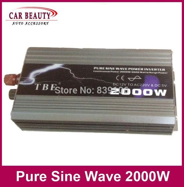 Livraison gratuite nouvelle arrivée 2000W onduleur à onde sinusoïdale pure USB DC 12V 24V à AC 220V onduleur solaire puissance de crête 4000W