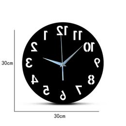 Nieuwe Aankomst 3D Acryl Mirror Wall Clocks Quartz Naald Horloge Modern Horloge Digitale Know Clock Home Decor Stickers Single Face H1230