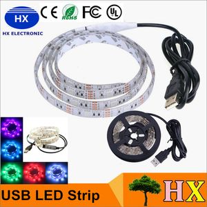 DC 5 V LED Strips 5 M RGB SMD5050 60LED / M Flexibele LED Strip voor TV Auto Computer Bike Fiets Tent Kerst Festival Party Lighting