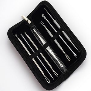 Neu kommen 7 teile/satz edelstahl Mitesser Pickel Makel Komedonen Akne Extractor Remover Tool Set Kit