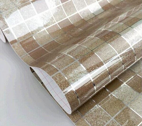 Nuevo Producto, papel tapiz antiaceite, mosaico de papel de aluminio gris para cocina, papel tapiz impermeable para baño resistente a altas temperaturas