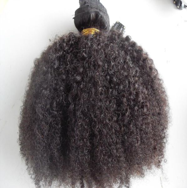 Nouvelle arrivée Clip brésilien en afro Kinky Curly Hair Waft Hair Extensions non traited Curly Natural Black Color Human Extensions Can5303076