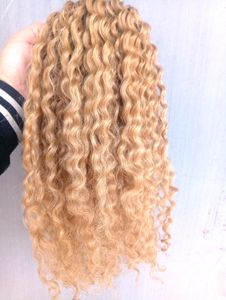 Nouveau Arrivent Brésilien Vierge Humaine Remy Bouclés Extensions de Cheveux Blond Foncé 27 # Couleur Trame De Cheveux 2-3Bundles Pour Tête Complète