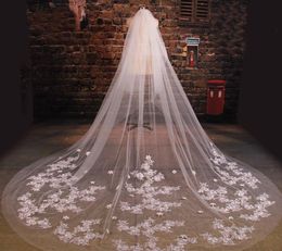 Nuevo llega velo de novia de longitud larga elegante encaje con cuentas velo de novia largo moda velo de novia largo 5245129