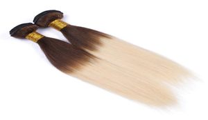 Nieuw Aangekomen Bruin Blond Ombre Peruaans Vingin-haar Zijdeachtig Steil Haarextensions Tweekleurig 4613 Ombre Menselijk haar Weefsel Recht B6704473