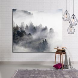 Nieuwe Aankomst Wolken Mountain Forest Tapestry Muur Opknoping 3D Print Boerderij Decor Trippy Dekkingen Muurschilderingen Tafelkleden Deken