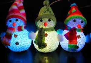 Nouvelle arrivée couleur changeante LED bonhomme de neige noël décorer lampe d'ambiance veilleuse arbre de noël suspendu ornement