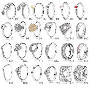 Nieuw aankomen Crystal S925 Sterling Silver Lover Ring Sieraden DIY Past Pandora Ale Charm voor Pandoras voor vrouwen European Rose Gold Gift