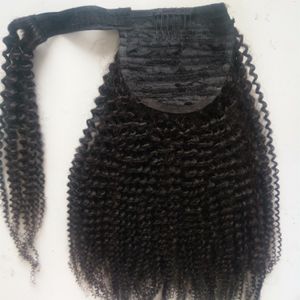 Naturel bouclés clip Ponytail POSTICHES Brésilien de Vierge Kinky Curly Ponytail Extensions cheveux naturels Noir Couleur d'un paquet