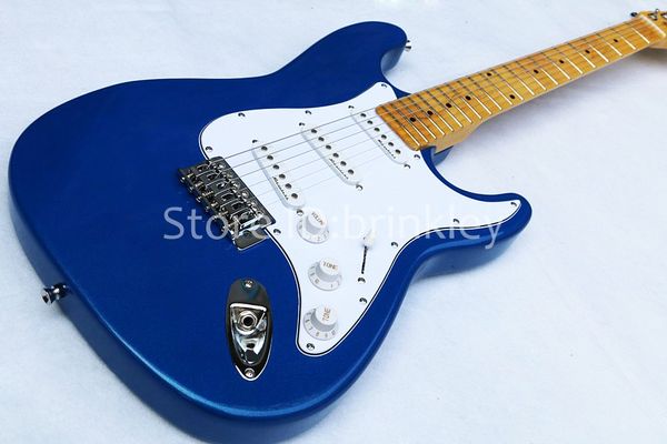 Guitare personnalisée, bleu océan, touche en érable métallique, incrustations de points noirs, nouvel arrivage, en stock