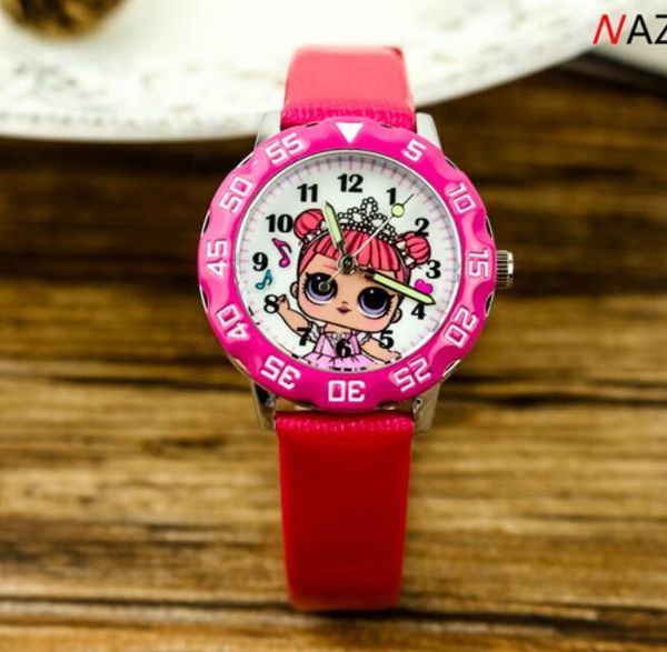 El más nuevo llega diseño de dibujos animados para niños Reloj Moda LOL niñas Relojes para niños Jelly boy girl Estudiantes Correa de cuero Reloj de pulsera Regalo de Navidad.