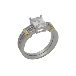 Nuovo arriva la moda Doppia fila anelli in cristallo pieno gioielli anelli a forma di cuore placcati in oro lettere T doppio cuore anello femminile per regalo donna