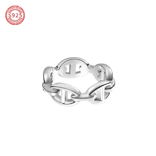 Nouvelle arrivée mode H Lettre anneaux bijoux S925 Silver Ring Lettres en forme de coeur Double Heart Femme pour femme Cadeau