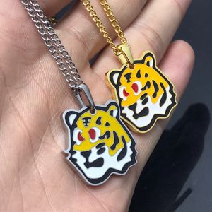 Europe America Fashion Nouveau style Cha￮ne Men Collier Lady Femmes Silver-Colour Metal avec V Initiales ￉mail Tiger Pendant Cha￮ne de pull MP3231