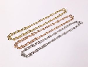 Nieuwe aankomst mode mannen dame 316L titanium staal letter T 18K vergulde gouden Ushape ketting dikke kettingen 3 kleur liefhebbers kettingen2552993