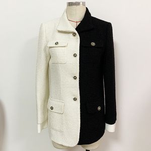 Nieuwe aankomst modestijl lange jassen origineel ontwerp haute couture stoffen dames wollen blazer contrast kleur blazer jasje jas